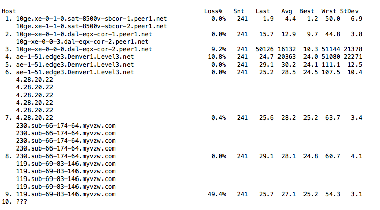 verizon 1 hop traceroute